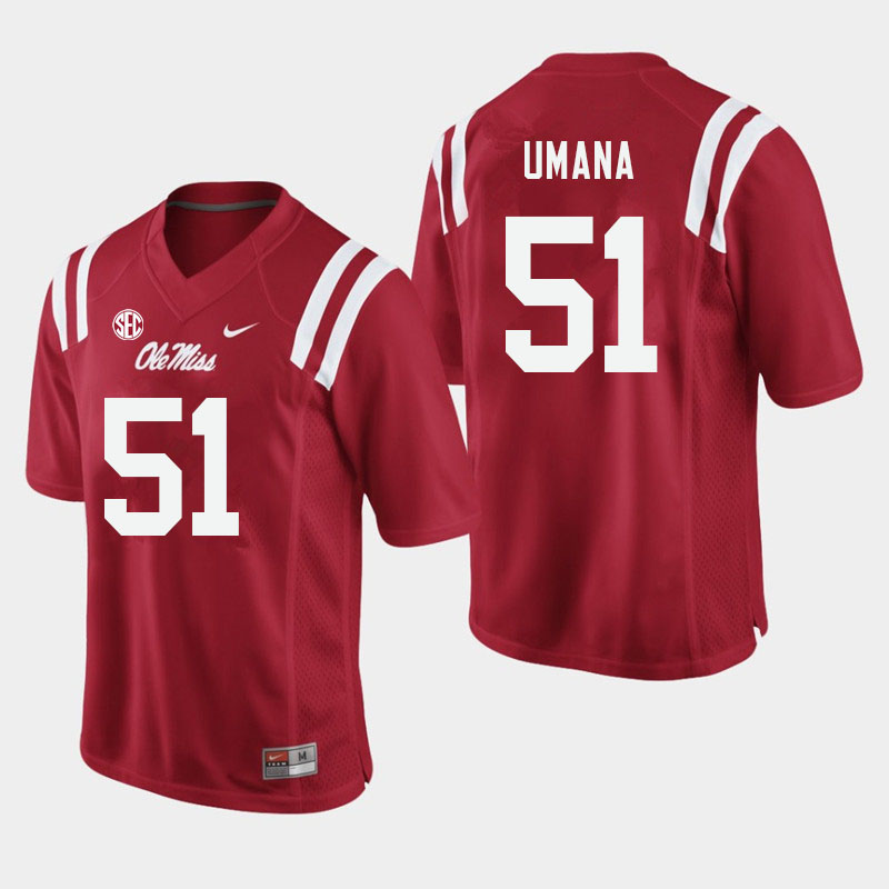 Men #51 Orlando Umana Ole Miss Rebels College Football Jerseys Sale-Red - Click Image to Close